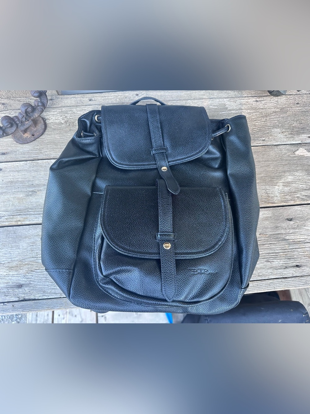 NEW Bella Russo Black Faux Leather Backpack